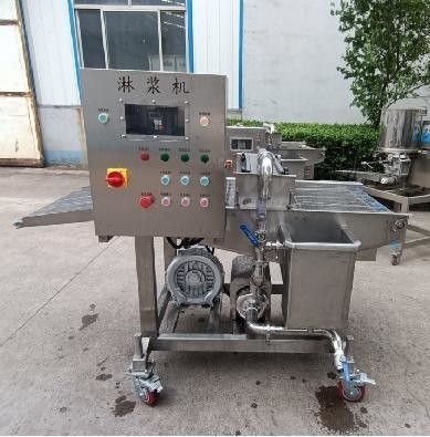 Vleesmaler- en broodmachine voor thermische verwerking coating applicator
