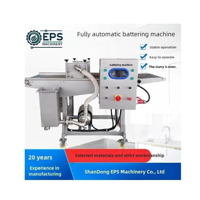 380V Spanning Hamburger Meat Patty Processing Battering Machine met automatische rangschikking